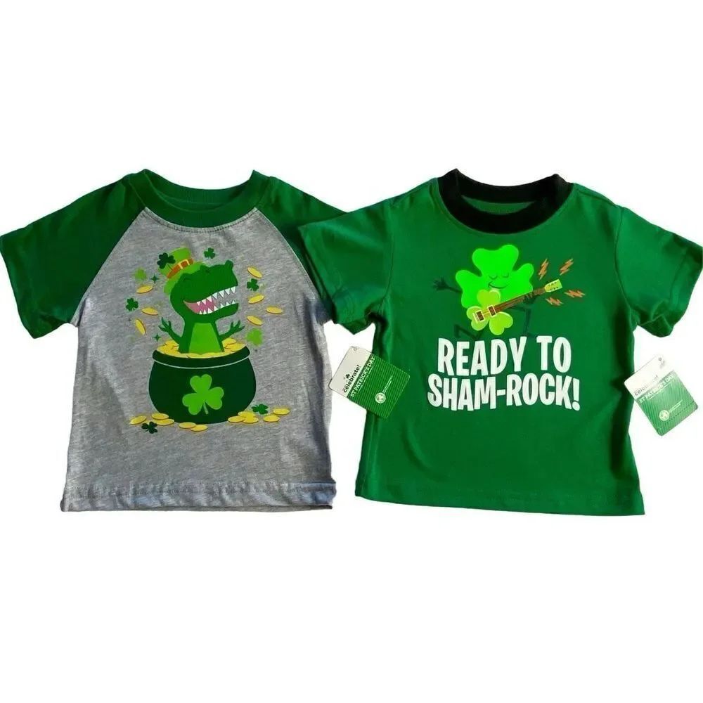 CELEBRATE 12M Boy’s 2 St. Patrick's Day SHORT SLEEVE TSHIRTS